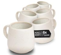 Moritz & Moritz SOLID UNI Juego de tazas para 6 personas color crema - gres, moderno - apto para microondas y lavavajillas, mango de cobre