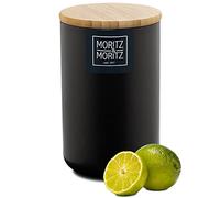 Moritz & Moritz tarros de cocina negro 900 ml - Escribible - bote cafe hermetico con tapa de bambú - tarro galletas con tapa para harina, café, muesli o utensilios de baño