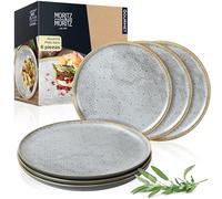Moritz & Moritz TERRA Juego de 6 Platos Llanos - Ø 27 cm - Platos Orientales en Gris Decente de Porcelana - Platos Llanos Modernos para Uso Diario y Ocasiones Especiales