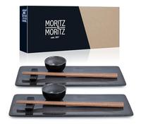 Moritz & Moritz Vajilla Sushi - Platos Sushi Ceramica - Plates Set 10 Piezas para 2 Personas - Plato Sushi con Palillos Soporte de Palillos Cuencos para Wasabi