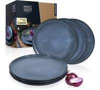 Moritz & Moritz VIDA Plato Gourmet - Juego de 6 platos de cena (porcelana, aptos para lavavajillas y microondas), color azul