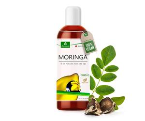 MoriVeda® Aceite de Moringa Básico 100ml, prensado de las semillas y vainas de la oleifera, para la piel, el cabello, las heridas, aceite de behen antienvejecimiento (1x100ml)