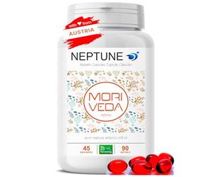 MoriVeda Cápsulas de aceite de krill Neptune, omega 3-6-9, EPA, DHA, antioxidantes, vitamina E, colina, fosfolípidos, alta biodisponibilidad, 90 unidades