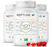 Moriveda NEPTUNE cápsulas de aceite de krill 3 x 90 softgels suministro para 135 días con omega-3 6 9 (EPA/DHA) antioxidantes vitamina E y colina certificado MSC y sostenible