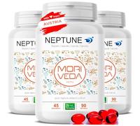 MoriVeda NEPTUNE Cápsulas de aceite de krill, suministro para 135 días, con omega 3, 6 y 9 (EPA/DHA), antioxidantes, vitamina E y colina, certificado por el MSC y sostenible, 3 x 90 cápsulas blandas