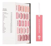 Morjor Pestañas de la Biblia para mujeres y hombres, tema de rosa, 75 pestañas de la Biblia de impresión grande y 1 marcapáginas, pestañas laminadas para libro de la Biblia de estudio, fácil