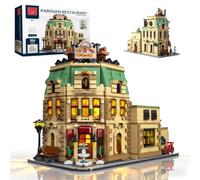 MORKBRIXX Retro Paris Restaurants - Juego de construcción con luces 10212, juguete modular de construcción de casas de ciudad para adultos, kit de modelo de arquitectura modular para exhibición