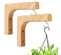 Morkite 2 soportes de pared de madera, soporte para plantas, farolillo, gancho de pared, soporte para maceta, colgante (forma L)