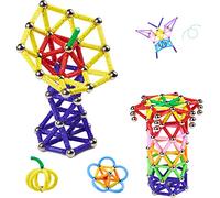 morkka 136 Piezas Rompecabezas Bloques magnéticos Juguetes imán construcción construcción Kit Montessori educación Juguetes para niños Juego apilamiento Juego con Ladrillos magnéticos y Palos