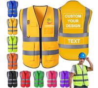 Morlavid Chaleco Reflectante Personalizado con Bolsillos Logo Chaleco Vigilante de Seguridad Personalizados Chaleco Trabajo Hombre,Amarillo