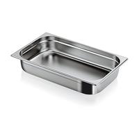 Morleos GN 1/1 100 mm - 14 L Gastronorm Depósito de acero inoxidable 530 x 325 mm | Apilable & inoxidable GN Depósito | Suministros de gastronomía, eventos y catering de acero resistente de 0,7 mm