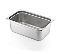 Morleos Recipiente para gastronomía GN 1/1 de acero inoxidable de 530 x 325 mm, apilable e inoxidable, GN, accesorios para gastronomía, eventos y catering de acero resistente de 0,7 mm, (200 mm - 28