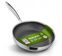 Morleos Sartén con fondo alveolar de 24 cm, revestimiento cerámico resistente a los arañazos | 5 capas - 3 mm - 1 kg | sartén para inducción, sin PFAS ni PTFE | horno hasta 250 °C