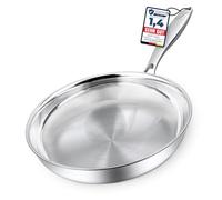 Morleos Sartén de acero inoxidable Ø 32 cm, sin revestimiento, 5 capas, 3 mm, 1,67 kg, Sartén premium para cocinas de gas y cocinas de inducción