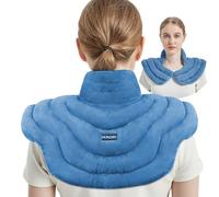 MORLIDEN Almohadilla térmica de cuello para microondas para hombros, almohadilla térmica para microondas para cuello y hombros para aliviar el dolor (azul claro)