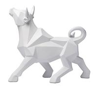 Morlinca Estatua de Toro Escultura de Toro de Resina Esculturas abstractas Decoración del hogar, Adornos para Sala de Estar Dormitorio Gabinetes de Oficina, Estatuas geométricas Adorno de,Blanco