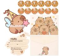MorLuks 12 tarjetas de invitación Capybara, invitaciones con sobres, diseño de animales, tarjeta de invitación de cumpleaños infantil, invitación para niñas, niños, cumpleaños, fiesta infantil
