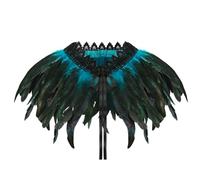 MorLuks Cuello de Plumas Azul, Chal Plumas Gótico, Mantón Plumas, Chales Bufanda de Plumas, Disfraz Cuervo para Halloween Carnaval Cosplay Mascarada