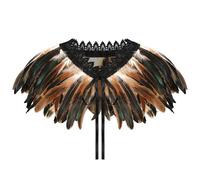 MorLuks Cuello de Plumas Marrón, Chal Plumas Gótico, Disfraz Cuervo para Halloween Carnaval Cosplay Mascarada