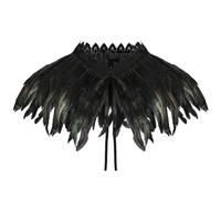 MorLuks Cuello de Plumas Negro, Chal Plumas Gótico, Mantón Plumas, Chales Bufanda de Plumas, Disfraz Cuervo para Halloween Carnaval Cosplay Mascarada