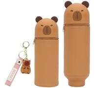 MorLuks Estuche Escolar 2 en 1 de Silicona Blanda, Portabolígrafos de Mesa, Estuche Diseño de Animales, Porta Bolígrafos para Niños y Niñas, Estuche de Oficina y Escuela(Capibara)