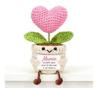 MorLuks Flores de ganchillo hechas a mano con tarjeta, regalos y amuletos de la suerte para mujeres, cumpleaños, Navidad 2