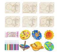 MorLuks Juego de 12 peonzas de madera, peonzas de madera para pintar, colorido planeta creativo, manualidades, juego de manualidades de madera, regalo