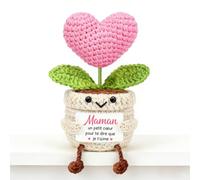 MorLuks - Regalo para mamá, regalo de cumpleaños para mamá, regalo de fiesta de la madre, buena fiesta, mamá, decoración de corazón de punto rosa, corazón tejido a mano, para cumpleaños o Navidad