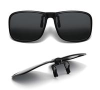 Mornery Lentes de sol polarizados con clip para hombres y mujeres, lentes de sol antirreflejos, protección UV400, diseño abatible para gafas graduadas, viajes, deportes al aire libre, Black