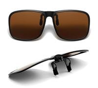 Mornery Lentes de sol polarizados con clip para hombres y mujeres, lentes de sol antirreflejos, protección UV400, diseño abatible para gafas graduadas, viajes, deportes al aire libre, Brown