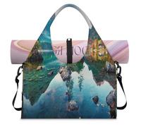 Morning Alps On The Lake - Bolsa de lona deportiva con compartimento para zapatos, paisaje, fin de semana, bolsa de equipaje para gimnasio, yoga, viajes, color, L, Bolsa de viaje