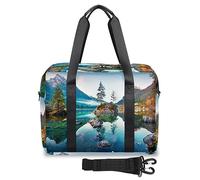 Morning Alps On The Lake Landscape - Bolsa de viaje para mujeres y hombres, bolsa de viaje para fin de semana, bolsas de 32 L, bolsa de cabina grande para deportes, gimnasio, yoga, color, (32 L) UK,