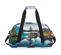 Morning Alps On The Lake Landscape - Bolsas de lona para niñas y niños, bolsa de viaje de fin de semana de 24 L, bolsa de deporte para gimnasio, práctica, color, 24 L, Organizador de bolsas