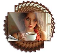 Morning Coffee: A Serene Moment By The Window Love Aesthetic - Divertida calcomanía de vinilo extraíble para ventana (6 x 9 cm)