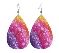 Morning dew - Pendientes de piel con forma de lágrima para mujer, ligeros, de PVC, ganchos de plata 925, impresiones de doble cara, regalo hipoalergénico