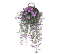 Morning Glory Flowers, Artificial Morning Glory, Realistic Silk Vines, Lifelike Hanging Garland, Uv-Resistant Design, Purple Set, Perfect for Porch Wall Gazebo Balcony Decor, 77cm Multicolor