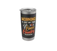 Morning Is My Time Love XC Running Cross Country Runner Vaso térmico de acero inoxidable de doble pared