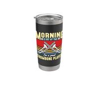 Morning Is Not My Time I'm A Marching Band Trombonista Vaso térmico de acero inoxidable de doble pared
