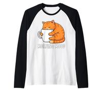 Morning Mood Cat Lovers Café Diseño Lindo Camiseta Manga Raglan