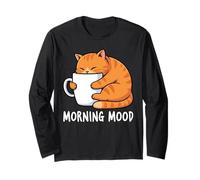 Morning Mood Cat Lovers Café Diseño Lindo Manga Larga
