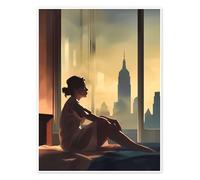 Morning sun with E. Hopper Póster de Frank Daske 50 x 70 cm Beige Cuadros Decoración para la pared