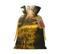 Morning Sunlight In Wilderness Print Christmas Drawstring Holiday Candy Bag Christmas Sacos Reutilizables Bolsas de regalo de fiesta