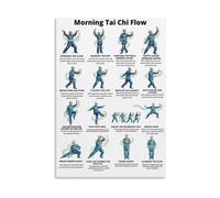 Morning Tai Chi Routine Poster Daily Tai Chi Flow Guide Chart for Home Office Wall Art Energizing Movement Sequence for Mindfulness(Framed,08X12inch(20X30cm))
