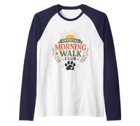 Morning Walk Club Dog Mom Floral Mujeres Amantes de los Perros Camiseta Manga Raglan