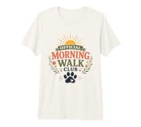 Morning Walk Club Dog Mom Floral Mujeres Amantes de los Perros Camiseta Premium