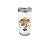 Morning Walk Club Dog Mom Floral Mujeres Amantes de los Perros Vaso térmico de acero inoxidable de doble pared