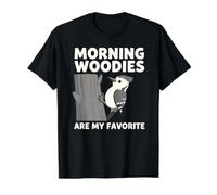 Morning Woodies es mi Divertido observador de Aves de Madera Favorito Camiseta gráfica económica, Hombre, Negro, XL