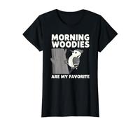 Morning Woodies es mi Divertido observador de Aves de Madera Favorito Camiseta gráfica económica, Mujer, Negro, XL
