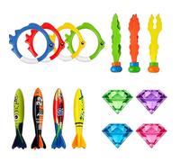Mornly Juego de 15 piezas para bucear bajo el agua, torpedo, anillos de buceo, tesoros piratas, algae, juego de buceo para niños, juego de verano bajo el agua y entrenamiento de buceo
