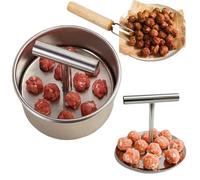 Mornly Meatball Shaper, Stainless Steel Meatball Machine, 12 Holes Mincing Balls Shaper, Stainless Steel Meatball Mold for the Kitchen, Kitchen Tool, Manual Meatball Press, with 1 x Meatball Fork